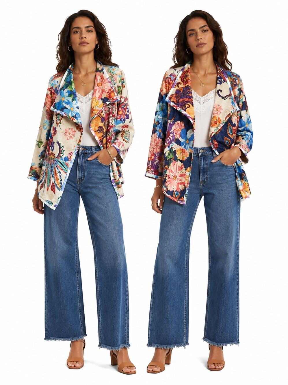 Johnny Was | Joan Reversible Floral Sherpa Fleece Open Front Cardigan Jacket XS